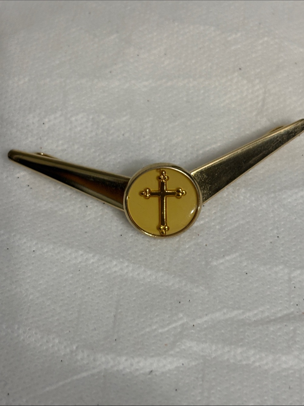 Gold Tone Cross Men's Tie Bar